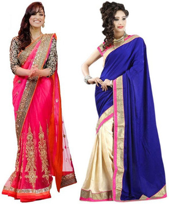 Stylezone Self Design Fashion Chiffon Saree(Pack of 2, Multicolor)