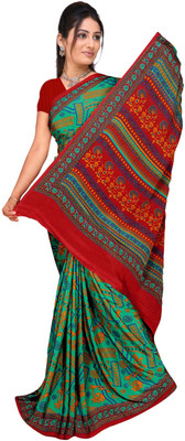 

Vardan Prints Printed Bollywood Crepe Saree(Green, Red)