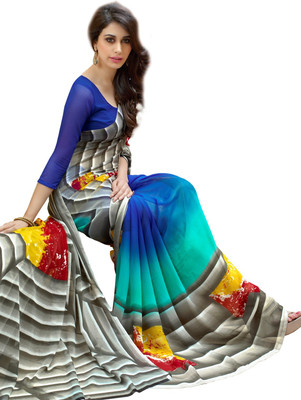 

Parisha Printed Fashion Georgette Saree(Multicolor), Blue;grey