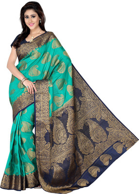 

Fashion Deck Printed Mysore Art Silk Saree(Green, Blue), Blue;green