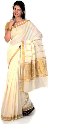

Creative Weaves Self Design Coimbatore Cotton Saree(White)