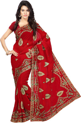 

Desi Butik Embroidered Fashion Art Silk Saree(Maroon)