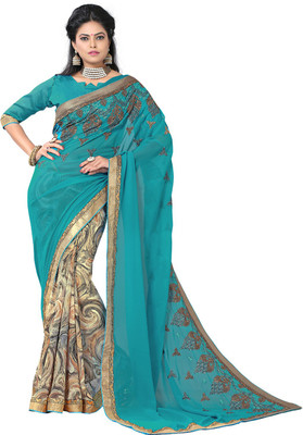 

Lovelylook Embroidered Daily Wear Georgette Saree(Pack of 2, Light Blue, Multicolor), Sky blue & multicolor