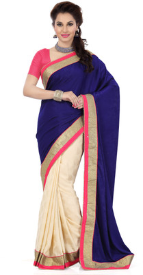 

Ishin Embellished Fashion Chiffon Saree(Beige), Beige & blue