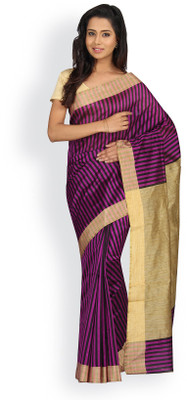 

Pavechas Striped Banarasi Cotton, Silk Saree(Multicolor)