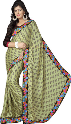 

Khushali Self Design, Printed Fashion Satin, Jacquard Saree(Light Green, Brown), Brown;light green