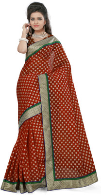 

Gunjan Creations Woven Fashion Jacquard Saree(Red), Dark red white zari