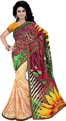 

Indian Wear Online Printed Fashion Chiffon Saree(Orange)