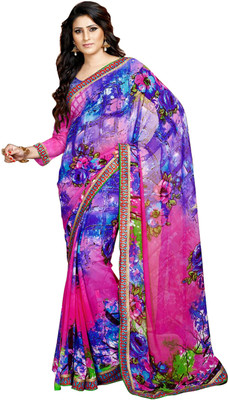 

Khoobee Printed Fashion Georgette Saree(Pink, Multicolor), Multicolor;pink