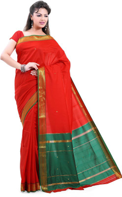 Ishin Printed Fashion Cotton Blend Saree(Red) Ishin Printed Fashion Cotton Blend Saree(Red)
