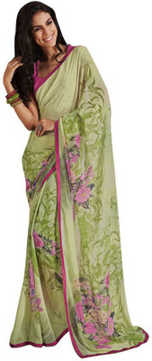 

Indian Wear Online Printed Fashion Pure Chiffon Saree(Multicolor)