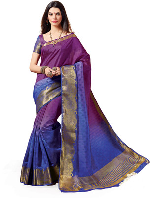 

Taanshi Printed Kanjivaram Tussar Silk Saree(Blue)