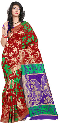 

It's Banii Woven Banarasi Handloom Banarasi Silk Saree(Red)