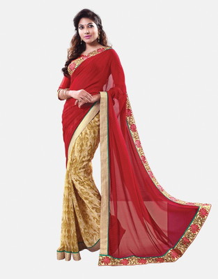 Vipul Printed Fashion Georgette Saree(Red)