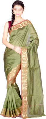 

Chandrakala Self Design Banarasi Cotton Saree(Multicolor), Green