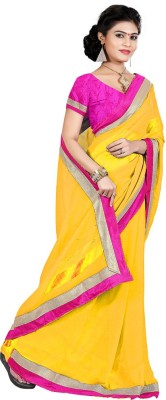 

Indian Wear Online Plain Fashion Chiffon Saree(Yellow)