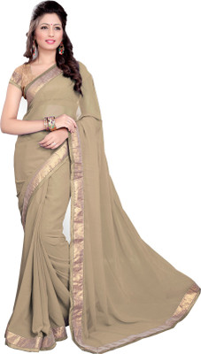 

Sourbh Sarees Solid Fashion Georgette Saree(Beige)
