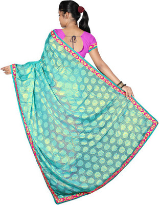 

Indian Wear Online Embroidered Fashion Georgette Saree(Blue)