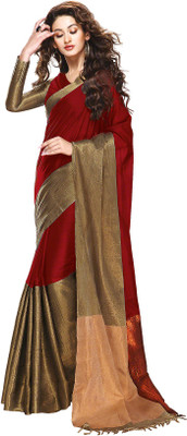 

TG Shoppers Solid Bollywood Cotton Saree(Maroon)