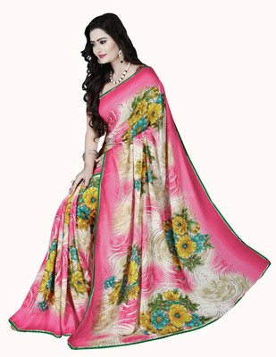 

Khoobee Floral Print Fashion Georgette Saree(Pink, Multicolor), Multicolor;pink