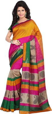 

JTInternational Printed Bhagalpuri Silk Saree(Multicolor)