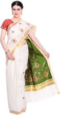 

Darps Self Design Balarampuram Cotton Saree(Multicolor), Cream