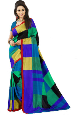 

Kjs Checkered Fashion Art Silk Saree(Multicolor)