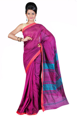 

Hawai Striped Fashion Handloom Cotton Saree(Purple)