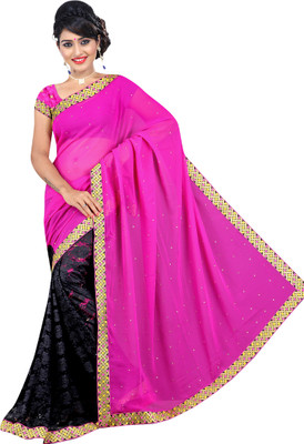 

Om Shree Vallabh Self Design Banarasi Georgette Saree(Pink)