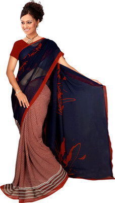 

Khoobee Self Design, Printed Fashion Georgette Saree(Blue, Maroon, White)