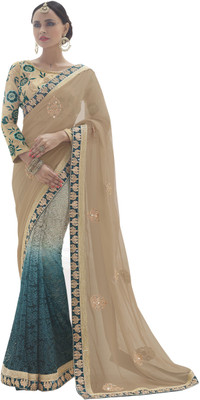 

Khoobee Self Design, Embroidered, Embellished Fashion Net, Chiffon Saree(Beige, Grey, Dark Blue), Beige;dark blue;grey