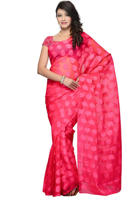 JTInternational Self Design Fashion Jacquard Saree(Pink)