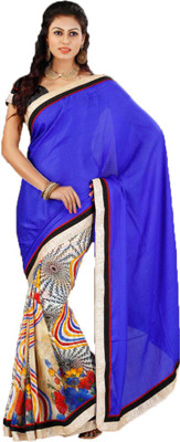 

Party Wear Dresses Printed Fashion Georgette Saree(Blue)