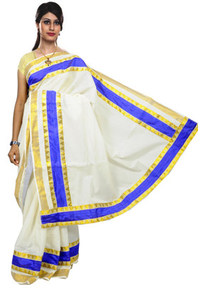 

Fashionkiosks Self Design Balarampuram Handloom Cotton Saree(Multicolor), Cream