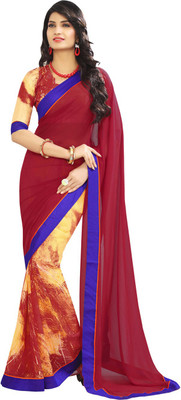 

LaazreeFashion Floral Print Rajkot Handloom Georgette Saree(Red)
