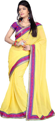 

BlackBlanketFab Self Design Bollywood Georgette Saree(Pink)
