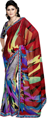 

Khushali Printed Fashion Georgette Saree(Red, Multicolor), Multicolor;red