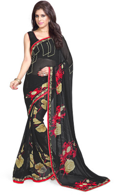 

Sourbh Sarees Printed Fashion Georgette Saree(Black)