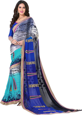 

Saara Embroidered Fashion Georgette Saree(Blue, Black)