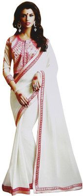 

Asha Fashion Embroidered Bollywood Georgette Saree(White)