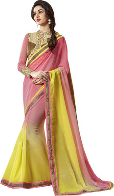 

Manthan Embroidered Daily Wear Georgette Saree(Pink, Yellow)