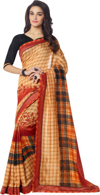 

Brijraj Printed Fashion Art Silk Saree(Beige, Red)