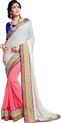 

Brijraj Embellished Fashion Georgette Saree(White, Pink), Pink;white