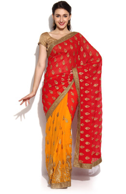

Soch Self Design Fashion Georgette Saree(Red, Yellow)