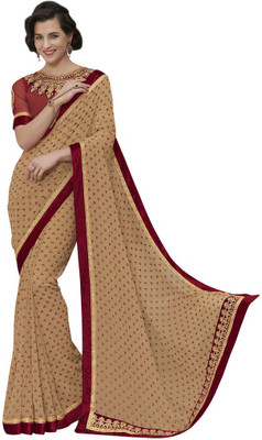 

Desi Butik Embroidered Fashion Georgette Saree(Beige)