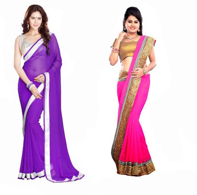 

Stylezone Self Design Fashion Chiffon Saree(Pack of 2, Purple, Pink), Pink;purple