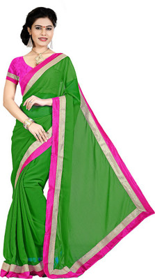 

Party Wear Dresses Solid Fashion Chiffon Saree(Green)