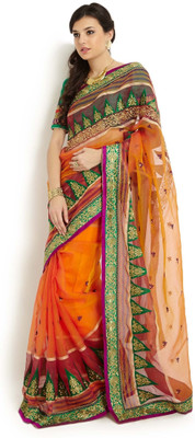 

Soch Solid Fashion Tissue Saree(Orange)