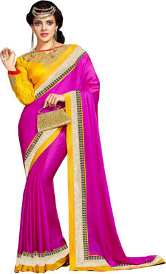 

Asha Fashion Embroidered Bollywood Satin Saree(Pink, Yellow)
