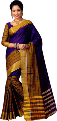 

Miraan Solid Maheshwari Handloom Cotton, Polycotton Saree(Blue)